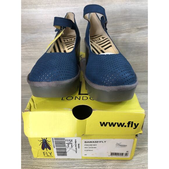 Fly London Bawa BAWA581FLY-001 Womens Blue Leather Mary Jane Flats Shoes 40 - Picture 2 of 7